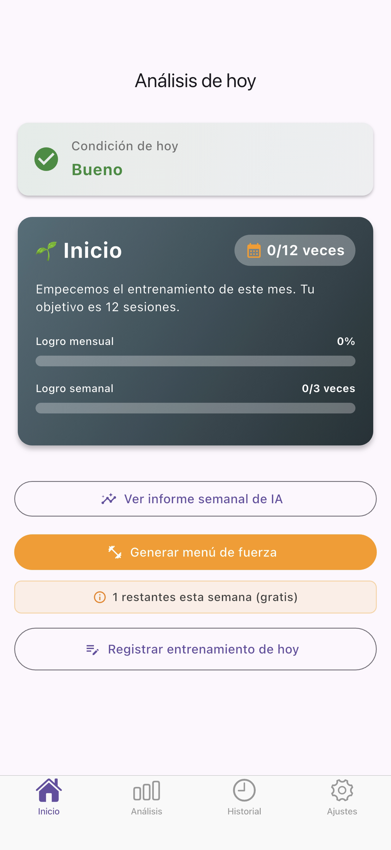 Pantalla de inicio