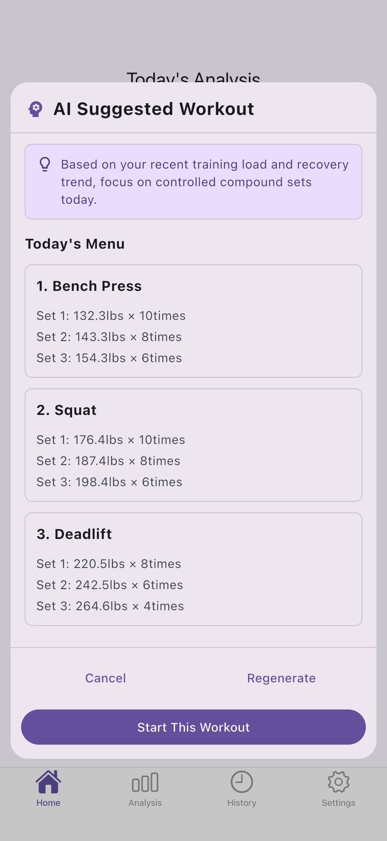 AI plan screen