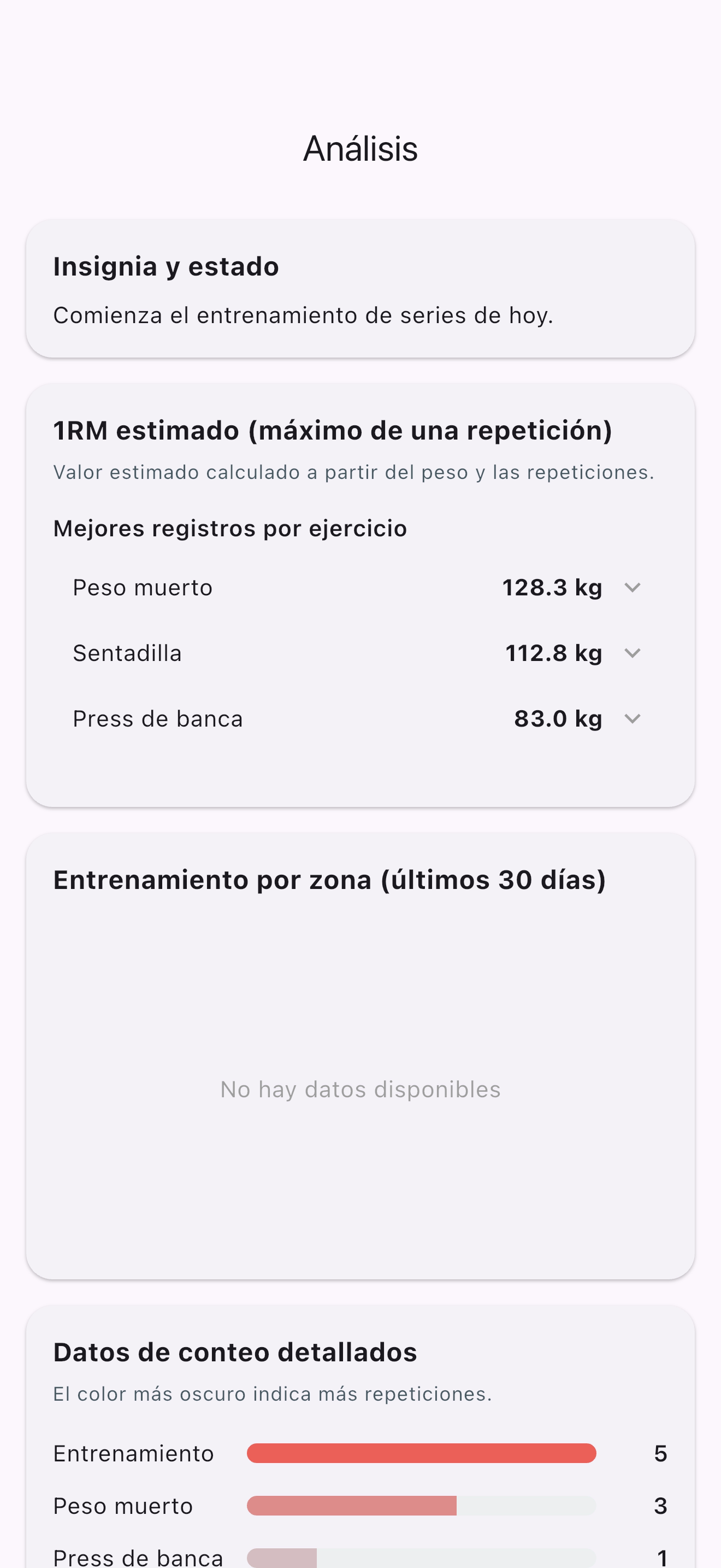 Pantalla de estadisticas